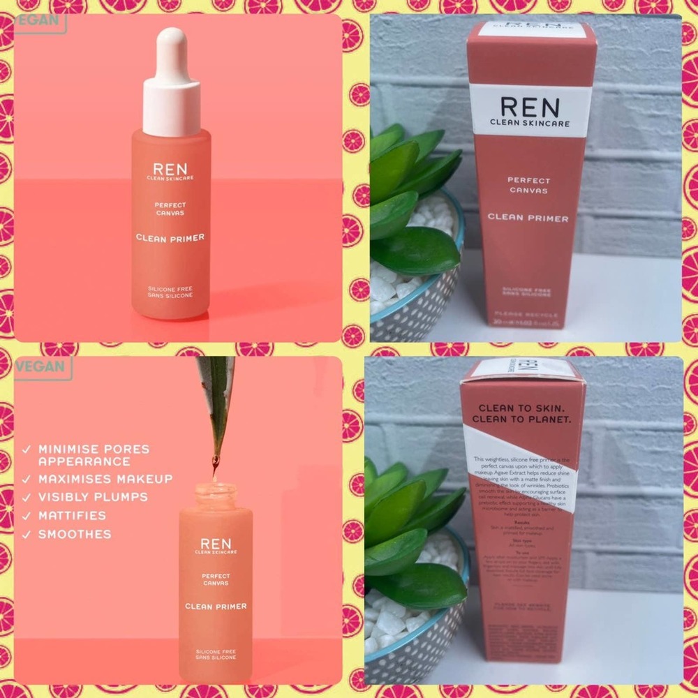NWT REN Clean Skincare Perfect Canvas Clean Primer Makeup Primer Face Primer NEW